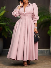 Elegant Long Sleeve Swing Slim Shirt Dress